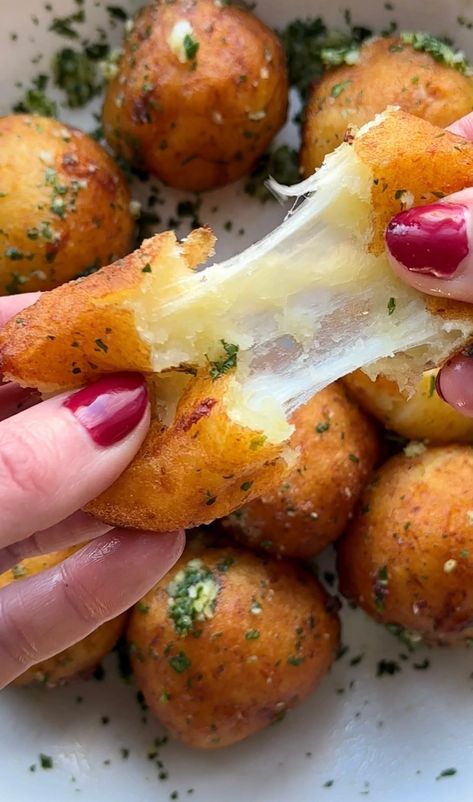 Home - Kelsey's Food Reviews Cheesy Potato Balls, Pride Photoshoot, Crispy Potato Bites, Stuffed Recipes, Potato Balls Recipe, Potato Cheese Balls, Breakfast Favorites, Garlic Parmesan Potatoes, Potato Balls