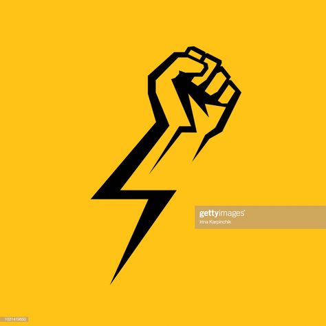 Fist Tattoo, Hero Symbol, Logo Portfolio, Energy Symbols, Lightning Logo, Power Logo, Hero Logo, Hands Icon, Community Logo