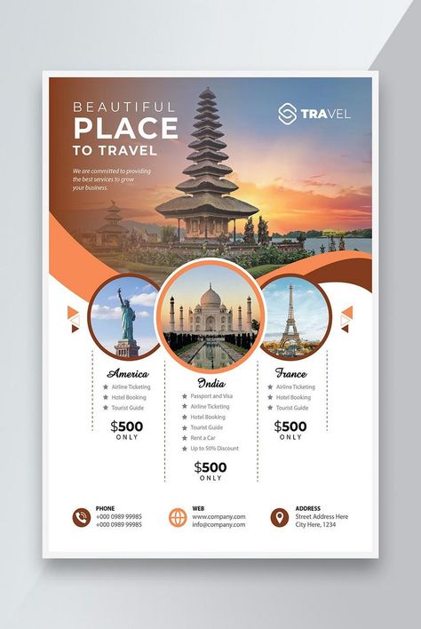 Travel Flyer Design, Brochure Design Ideas, Travel Advertising Design, Travel Brochure Design, Travel Flyer, Holiday Flyer Template, Europa Park, Flyers Design, Travel Poster Design