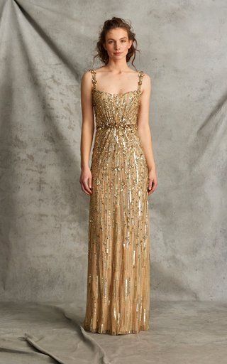 Senior Recital, Gold Evening Gown, Jenny Packham Dresses, Beaded Jacket, Embellished Gown, Beaded Gown, Jenny Packham, Gold Dress, Dress Code