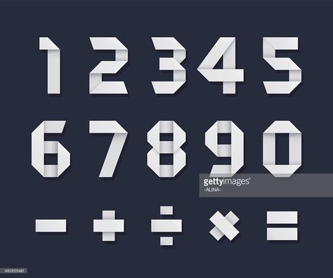 Number Illustration Design, Typography Numbers Design, Numbering Design, Geometric Numbers, Origami Numbers, Jersey Font, Number Font, Numbers Typography, Number Graphic