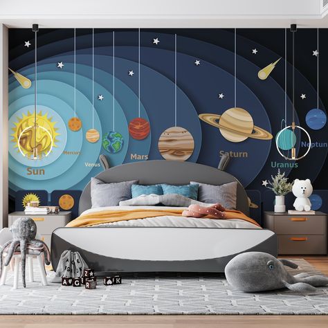 This Wallpaper item by WALLPAPERroom has 4 favorites from Etsy shoppers. Ships from Ukraine. Listed on Jun 2, 2023 Space Peel And Stick Wallpaper, Bedroom Ideas For 10 Year Boy, Space Mural Kids Room, Planets Mural, Astronomy Room Aesthetic, Boys Bedroom Decor Ideas For Kids, Toddler Boy Wallpaper, Boys Room Space Theme, Space Boys Bedroom