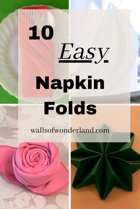 Origami Napkins Easy, French Napkin Fold, Folding Square Napkins, Servette Folding Easy, Paper Dinner Napkin Folding Ideas, Fold Square Napkin, Napkin Art Folding, White Napkin Folding Ideas, How To Put Napkins On Table