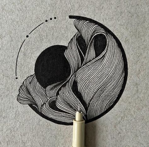 Abstract Patterns Geometric, Abstract Pen Drawings, Black Ink Pen Drawings, Doodle Abstract Art, Fineliner Drawing Ideas, Ink Drawings Ideas, Line Art Tattoo Abstract, Black Pen Drawing Artworks, Balance Art Drawing