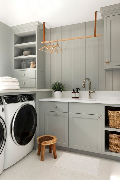 Cabinet Trends, Modern Tudor, Kitchen Cabinet Trends, Open Dining Room, Laundry Room Cabinets, Laundry Room Remodel, Laundry Room Inspiration, Laundry Decor, Small Laundry Rooms