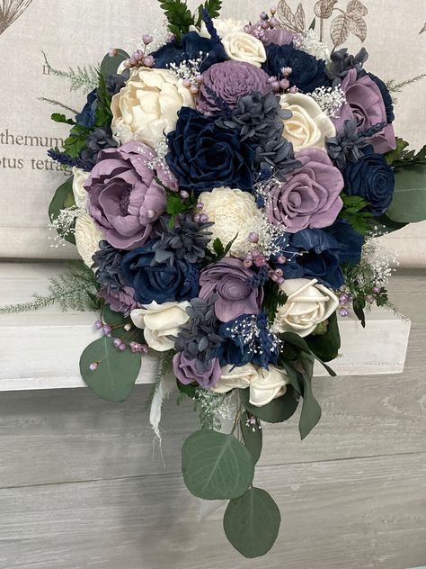 Winter Wedding Table Centerpieces, Navy Blue Bouquet, Navy Wedding Bouquet, Ivory Bouquet Wedding, Wisteria Purple, Prom Bouquet, Smith Wedding, Purple Bouquet, Lilac Wedding