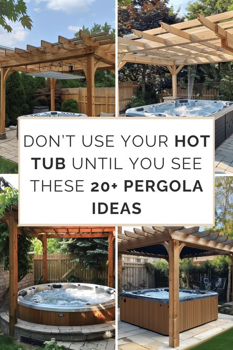 Don't Use Your Hot Tub Until You See These 20  Pergola Ideas - HearthandPetals Pergolas Over Hot Tubs, Pergola Over Hot Tub Ideas, Hot Tub With Pool Ideas Backyard, Pergola Patio With Hot Tub, Home Jacuzzi Outdoor, Covered Jacuzzi Outdoor Ideas, Pergola Around Hot Tub, Hot Tub Ideas Backyard Pergola, Pergola Ideas For Hot Tubs