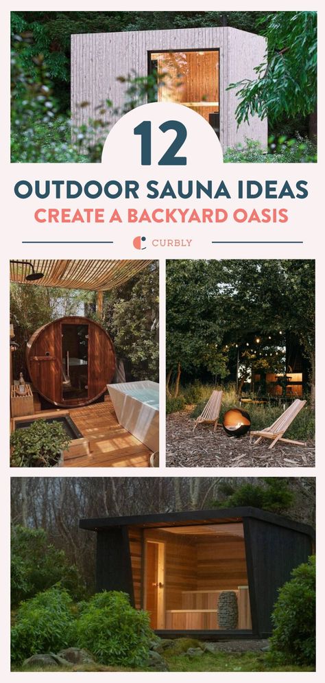 Sauna Landscape Design, Backyard Hot Tub And Sauna Landscaping, Sauna Designs Outdoor, House Sauna Ideas, Outdoor Sauna And Hot Tub Ideas Backyards, Pool And Sauna Backyard, Hot Tub And Sauna Ideas Backyard, Sauna In Greenhouse, Barrel Sauna Ideas