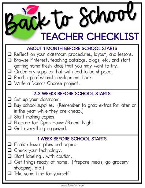 Teacher Checklist Before School Starts, Classroom Checklist, Teacher Checklist, Back To School Checklist, Teaching Classroom Management, School Checklist, Classroom Procedures, School Starts, First Year Teachers