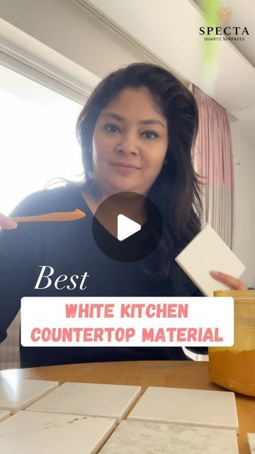 Sonika Khurana Sethi on Instagram: "Best White Kitchen Countertop Material? 
Well answer is Quartz! I did some testing with @spectaquartzsurfaces & it did definitely passed the test. With knowing the right way to maintain it, you can definitely explore Quartz for your home! 

Also, this is Episode 4 in Spectacular Space Series powered by @spectaquartzsurfaces where I show you 3 ways of using Arctic Wave in your home!

For queries or questions, you can contact-
0141-6706777 or whatsapp on 7300223327!

Let me know your thoughts in the comments 👇 

(Quartz, White kitchen countertop, kitchen countertop, bathroom countertop, tv panel)

#collab 
#quartz #kitchen #kitchencountertops #bathroomdesign #coloraza #interiordesign" Same Backsplash And Countertop, Frost White Quartz Countertop, White Countertops Kitchen Quartz, Calacatta Quartz Kitchen Countertops, Calacatta Quartz Kitchen, White Quartz Countertop Kitchen, Quartz Kitchen Countertops White, Kitchen Quartz Countertops, Quartz Countertops Kitchen