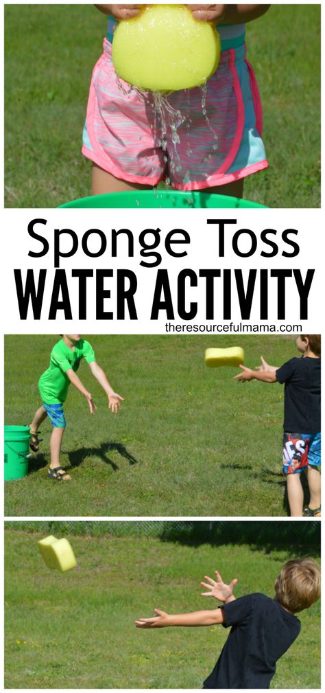 This sponge toss water activity is a great way for kids or adults to cool off this summer. It's super easy and inexpensive to put together and works great for group or family activities. Frosting Cake, Outside Games, Kitty Party Games, Summer Camp Activities, Marshmallow Frosting, Water Games For Kids, Water Activity, Summer Fun For Kids, Games For Adults