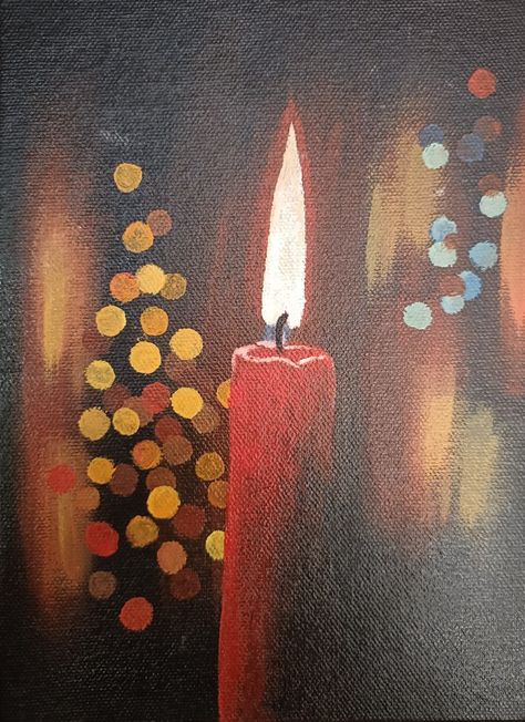 Let Your Light Shine Christmas Paints Ideas, Hypnotism Art, Candle Canvas Painting, Christmas Paintings Aesthetic, Light Painting Acrylic, Candle Light Painting, Christmas Light Painting, Christmas Lights Painting, Candle Painting Art