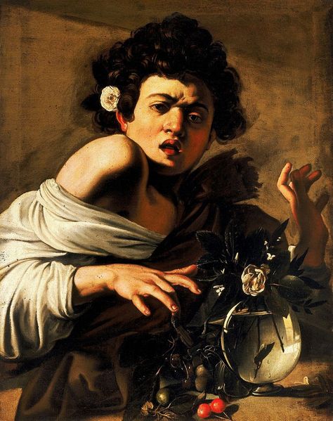 "Ragazzo morso da un ramarro" (Seconda Versione) 1595-1596  Dimension: 65,8 x 52,3 cm  Fondazione Longhi, Firenze Caravaggio, Flowers