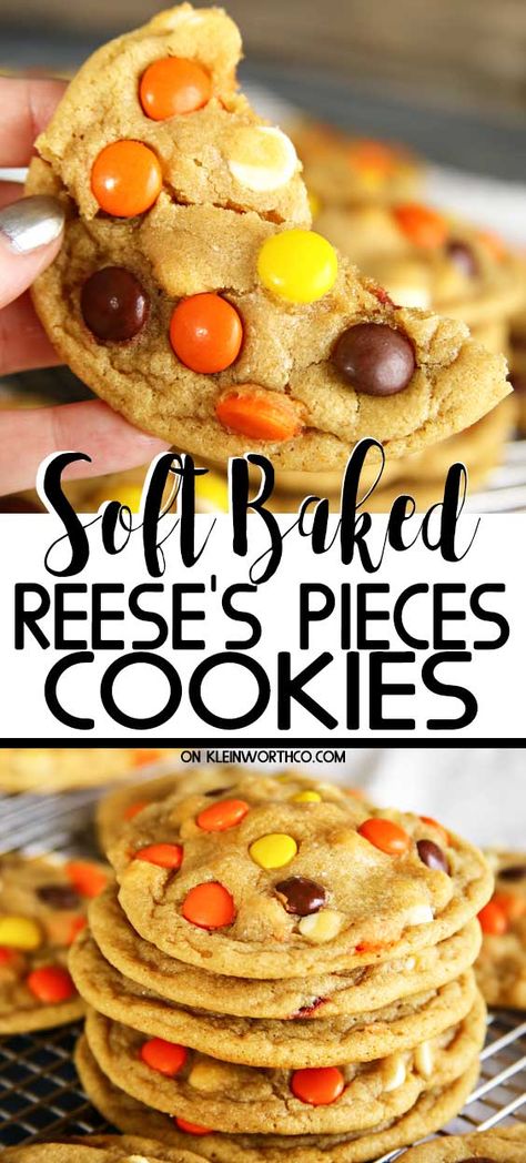 Reese's Pieces Cookies, Reeses Cookies, Chocolate Chip Shortbread Cookies, Soft Baked Cookies, Reese's Pieces, Soft Bakes, Peanut Butter Lovers, Chewy Cookie, Easy Cookies