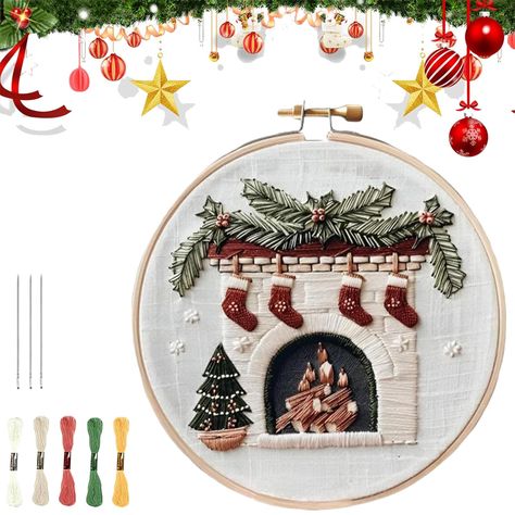 PRICES MAY VARY. Christmas Embroidery Kit: Enjoy the holiday season with these Christmas embroidery kits for adults, like the Winter Snowy Village Craft Kit. Great for a cozy night of stitching and creating your own Christmas ornament kits Classical Ornament : After finishing the embroidery kit, the pattern can be framed in the round embroidery hoop, hanging in the living room or bedroom, as an interior decoration...A little bit of nature in your home Easy for Beginner: This embroidery kit is pe Felt Embroidery Projects, Decorating Pillows, Scene Embroidery, Embroidered Ornaments, Stumpwork Embroidery, Diy Hand Embroidery, Christmas Stitch, Embroidery Ornaments, Embroidery Painting