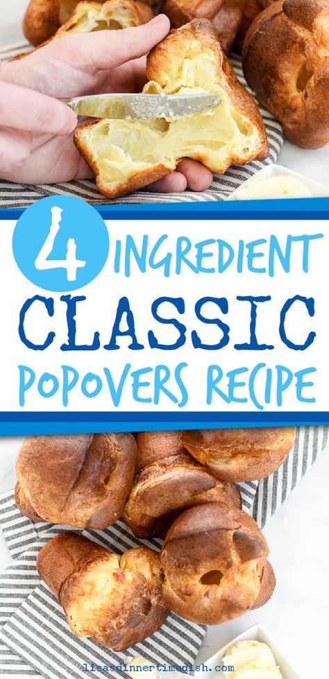 Easy Popover Recipe, Popovers Recipes, Easy Popovers, Popover Recipe, 4 Ingredient Recipes, Biscuit Rolls, Muffin Tin Recipes, Bread Machine Recipes, Muffin Tins