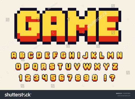 Game Letters Font, 8 Bit Letters, 8 Bit Lettering, Video Game Fonts Alphabet, Video Game Lettering, Video Game Letters, 8 Bit Font, 8 Bit Game Design, Game Font Design