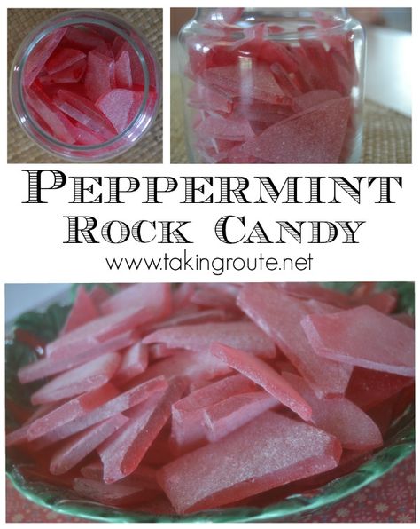 Peppermint Rock Candy Peppermint Hard Candy Recipe, Homemade Rock Candy, Rock Candy Recipe, Hard Tack Candy, Candy Experiments, Hard Candy Recipes, Christmas Candy Homemade, Making Candy, Christmas Nostalgia