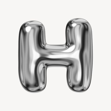 H Letter Aesthetic, Graphic Letters Alphabet, Silver Typography, Insta Sticker, Chrome Letters, Metallic Letters, H Alphabet, Alphabet 3d, 3d Chrome