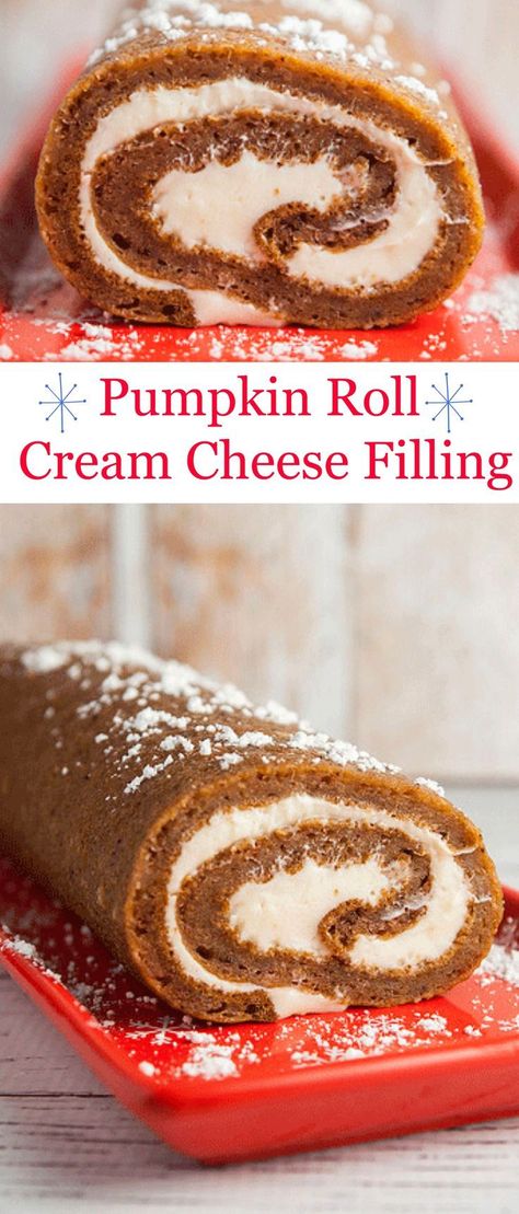 A delicious and moist Pumpkin Roll with cream cheese filling inside. Moist Pumpkin Roll, Snack Breads, Company Desserts, Roll With Cream Cheese Filling, Pumpkin Rolls, Weight Watcher Desserts, Pumpkin Rolls Recipe, Fall Goodies, Coconut Dessert