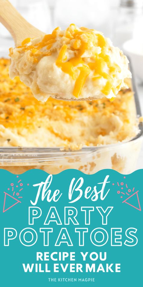 Potatoes are one of the world’s greatest foods, and thanks to this recipe, they are about to get a whole lot better. Creamy, cheesy, fatty and rich, this recipe for party potatoes should make for a filling and comforting dish to share with friends and family. Party Potatoes Recipe, Christmas Potatoes, Party Potatoes, Party Side Dishes, Corndog Recipe, Potato Recipes Side Dishes, Easy Holiday Recipes, Party Dishes, Potato Side Dishes