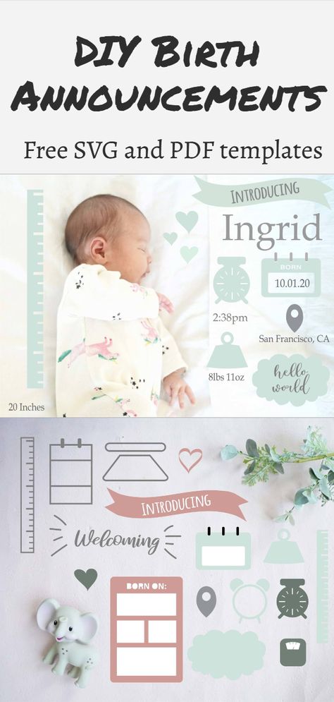 Diy Birth Announcement, Birth Stats Template, Baby Birth Cards, Free Birth, Birth Stats Sign, Diy Baby Mobile, Svg Templates, Birth Announcement Template, Baby Birth Stats