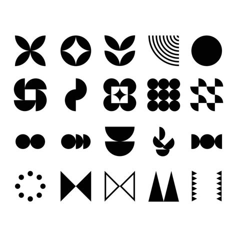 abstract geometric icon set collection in a simple style for element decoration. random shape of icon elements to create any design. Creative Geometric Shapes, Abstract Icons Design, Simple Shape Pattern, Geometric Shapes Design Graphics, Logo In Shape, Geometric Elements Design, Abstract Shapes Graphic Design, Geometric Shapes Branding, Abstract Elements Design