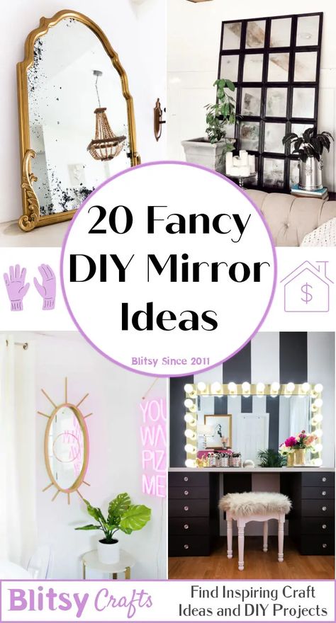 Decorated Mirrors Frame Ideas, Round Mirror Frame Ideas, Frameless Mirror Ideas, How To Decorate Mirrors Diy Ideas, Diy Round Mirror Frame Ideas, Cool Mirror Ideas, Decorate Mirror Frame Diy, Decorated Mirror Diy, Decorate Mirror Frame