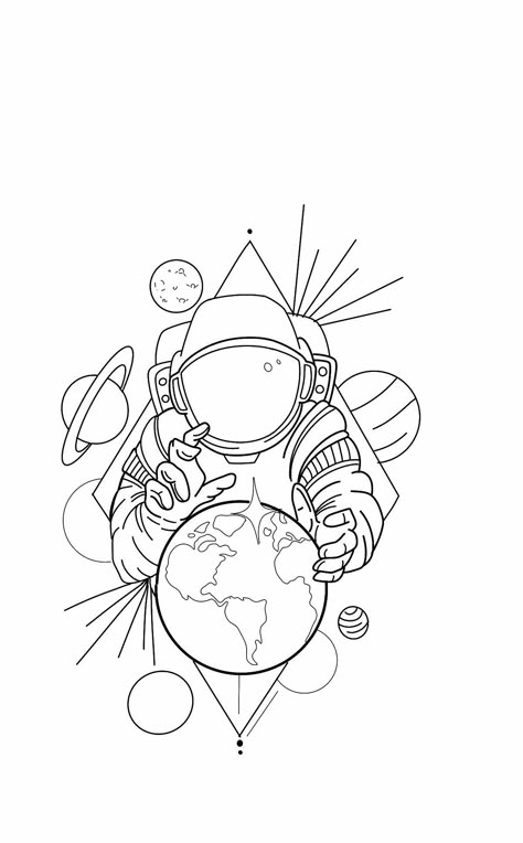 Astronaut Line Tattoo, Ink Journal, Spaceship Drawing, Baseball Drawings, Dc Tattoo, Astronaut Drawing, Earth Tattoo, Astronaut Tattoo, Card Tattoo Designs