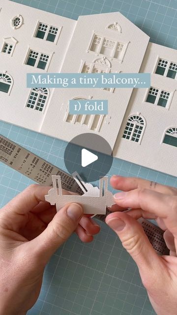 Emi Hazlett on Instagram: "Ok, you guys wanted some more ‘making of’ content ✨ so here I am creating one of the tiny fiddly balconies for my latest piece! ✂️ 😊   #paperartist #paperart #modelmaker #paperarchitecture #architecturalmodel #paperbuilding #makingof" Architecture Models Paper, Architecture Paper Model, Paper Model Architecture, Tiny Balcony, Paper Architecture, Model Maker, Paper Model, April 19, Paper Artist