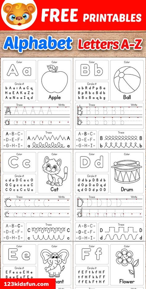 Preschool Abc Activities Printables, Find The Letter Activities, Phonics Preschool Free Printable, Letter A Day Preschool, Letter Learning Worksheets, Letter Writing Sheets Free Printable, Handwriting Practice For Preschoolers, Kindergarten Practice Worksheets Free, Letter Sheets For Preschool