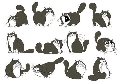 Cat Character Reference, Cats Character Design, Cat Character Illustration, Cat Concept Art, Characters Expressions, Cat Character Design, Cat Expressions, Cartoon Sketch, Characters Design