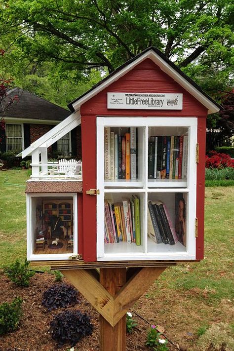 I just love these. They are so creative. #freelittlelibrary #booknook #bookjunkies #fireshippress #getcaughtreadingmonth Book Houses Outdoor, Library Box Ideas, Free Little Library Ideas, Little Free Library Ideas, Blessing Boxes, Free Little Library, House Plans 2 Bedroom, Little Free Library Plans, Library Love