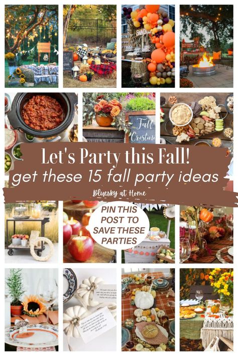 15 Best Fall Party Ideas for your Seasonal Entertaining. Want the best suggestions for themes, decorations, and menu for your fun fall party? Here are ideas, tips, and suggestions to help you host a harvest-time celebration that your friends and family will love to attend and you will love to host. Save this post for all the great party ideas. Autumn Bonfire Party, Fall Themed Outdoor Party, Fall Themed Work Party, Ladies Fall Party Ideas, Fall Garden Party Ideas, Fall Themed Ladies Night, Fall Neighborhood Party Ideas, Fall Party Games For Ladies, Fall Party Themes For Adults