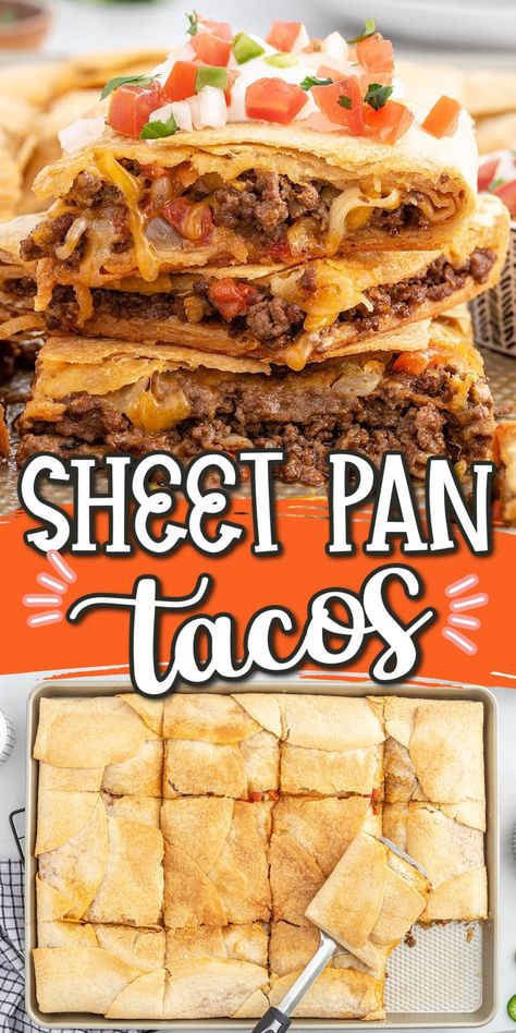 Sheet Pan Tacos, Pan Tacos, Taco Bells, Sheet Pan Dinners Recipes, Soft Tacos, Mexican Food Recipes Easy, Beef Recipes Easy, Easy Casserole Recipes, Beef Recipes For Dinner