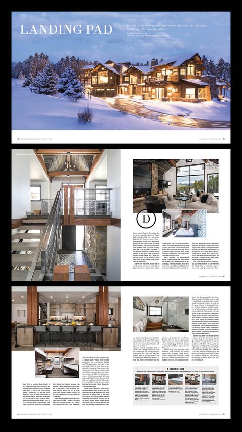 Breckenridge Magazine Winter 2018-19 Home Feature Layout Design by ShelleyLai.com Travel Magazine Layout, Indesign Layout, Magazine Layout Inspiration, Magazine Design Inspiration, Book And Magazine Design, Page Layout Design, Magazine Spreads, Magazine Layout Design, Home Magazine