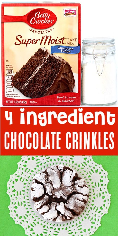 Crinkle Cookies Cake Mix, Chocolate Crackle Cookies, Chocolate Crinkle Cookies Recipe, Crackle Cookies, Chocolate Crackles, Easy Holiday Treats, Crinkle Cookies Recipe, Chocolate Crinkle, Frugal Girls