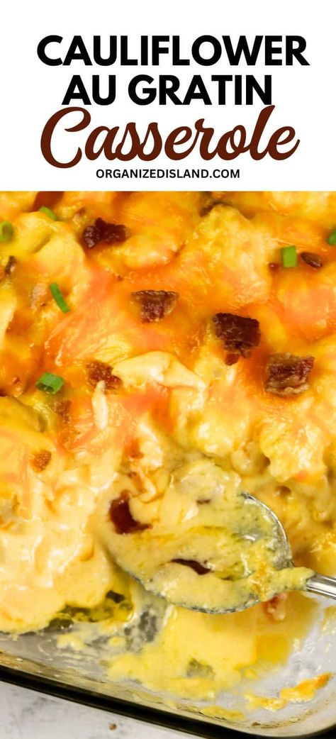 Cauliflower Au Gratin Recipes, Cauliflower Au Gratin, Low Carb Casserole, Cauliflower Side Dish, Carb Sides, Keto Thanksgiving, Au Gratin Recipes, Keto Sides, Cauliflower Gratin