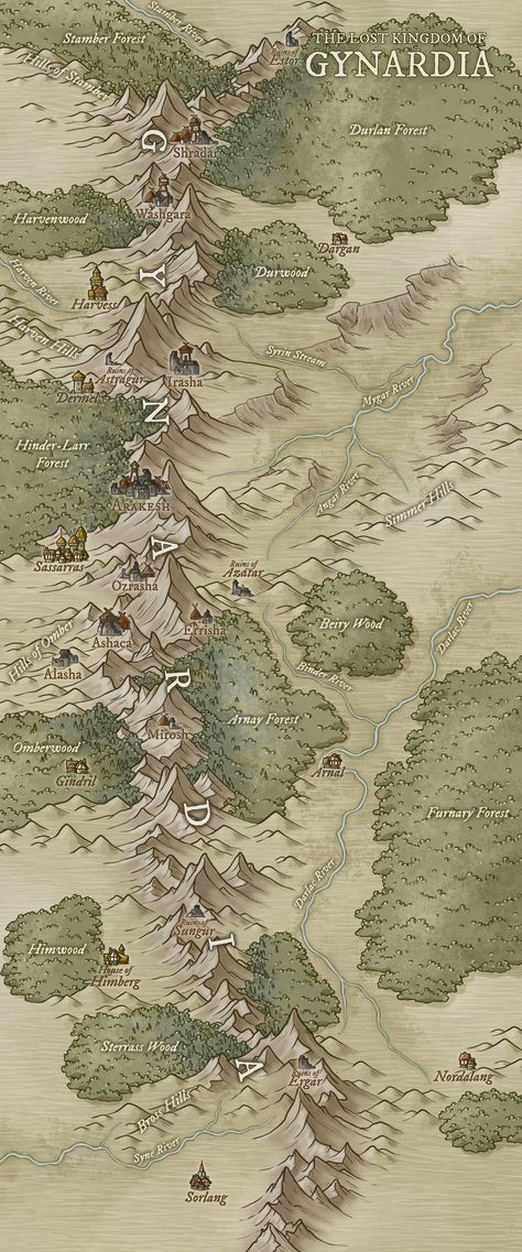 For centuries the dwarves lived in the mountains of Wordal and worshipped the mountain spirits. They made their homes on the mountain peaks and foothills and even settled in large cave systems. Now their kingdoms are little more than buried ruins. Fantasy Maps Mountains, Mountain Map Illustration, Fantasy Mountain Kingdom, Mountain Map Dnd, Mountain Kingdom Fantasy Art, Fantasy Map Mountains, Fantasy Kingdom Map, Mythical Mountains, Dnd Mountain