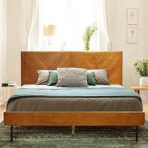 Headboard Platform Bed, Natural Wood Bed, King Bedroom Furniture, High Headboard, Solid Wood Bed Frame, Wood Platform Bed Frame, Bed Platform, Bed Frame With Headboard, Solid Wood Platform Bed