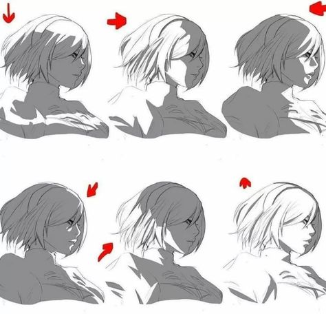 Lighting Reference Anime, Head Lighting Reference, Side Profile Lighting Reference, Side Profile Lighting, Lighting Reference Drawing, Dramatic Lighting Art, Study Profile, Face Profile Drawing, Drawing Lighting