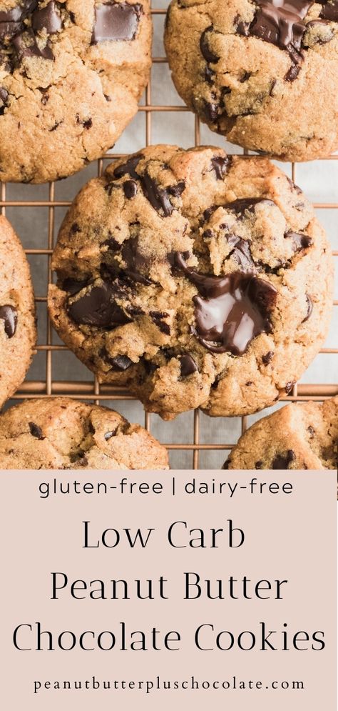 Low Fat Chocolate Chip Cookies, Gluten Free Dairy Free Keto, Peanut Butter Cookies Easy, Low Cal Chocolate, Low Carb Peanut Butter Cookies, Peanut Butter Dessert Recipes, Healthy Peanut Butter Cookies, Gluten Free Peanut Butter Cookies, Keto Peanut Butter Cookies