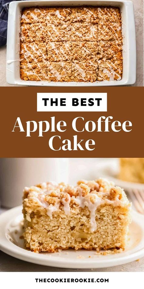 Apple Coffee Cake Recipe - The Cookie Rookie® Apple Cinnamon Coffee Cake, Healthy Apple Cake, Apple Coffee Cake, Cinnamon Streusel Coffee Cake, Breakfast Casserole With Biscuits, Apple Crumb Cakes, Apple Coffee, Apples And Cinnamon, Crumb Cake Recipe