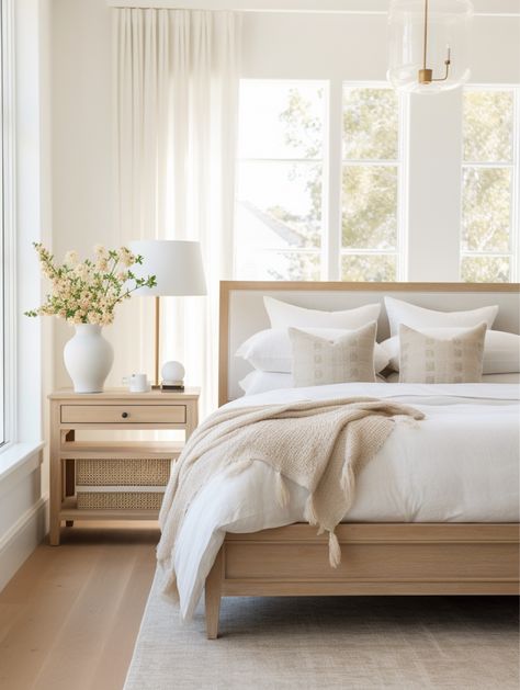 Cream And White Bedroom, Arranging Bedroom Furniture, Airy Bedroom, Wood Bedroom Sets, Wooden Bedroom, Oak Bedroom, Modern Luxury Bedroom, Inspire Me Home Decor, Country Bedroom