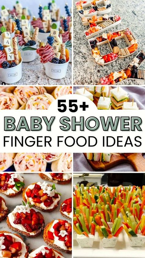 Make your baby shower a hit with these simple and easy baby shower finger foods! From bite-sized delights to make-ahead wonders, explore the best in baby shower appetizers. Create a food table masterpiece that caters to every taste and is perfect for a crowd. Afternoon Baby Shower Food, Shower Finger Food Ideas, Baby Shower Finger Food Ideas, Pasta Cups, Food Ideas Appetizers, Finger Food Menu, Baby Shower Food Menu, Baby Shower Lunch, Baby Shower Appetizers