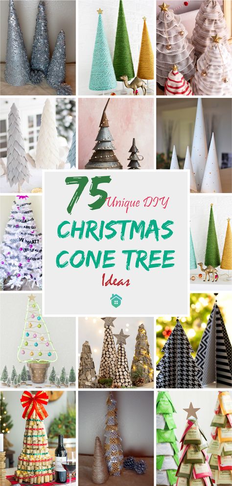 Homemade Tabletop Christmas Trees, Paper Mache Cone Christmas Trees, Mantel Christmas Trees, Yarn Wrapped Christmas Tree, Tie Angels, Orange Paper Craft, Christmas Tree Crafts Diy, Christmas Tree Yarn, Paper Craft Easy