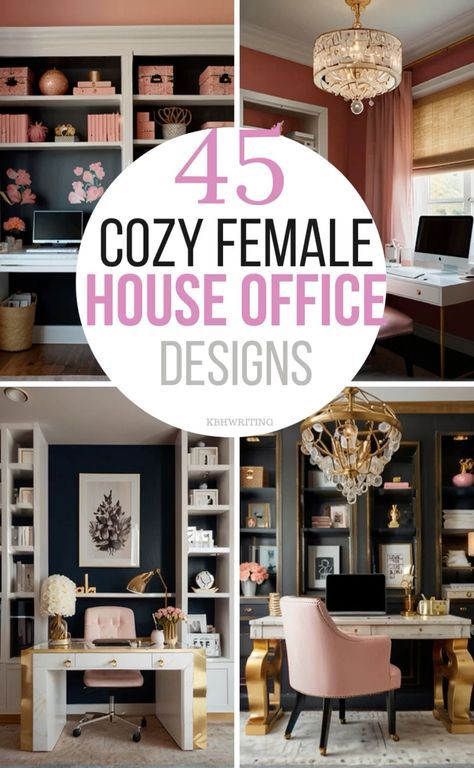 Working Office Woman Aesthetic, Transitional Office Design Inspiration, Cloffice Decor Ideas, In Home Office For Women, Modern Feminine Office, Peaceful Home Office, Home Office Ideas On A Budget, Home Office Chairs For Women, Office Set Up Ideas Layout