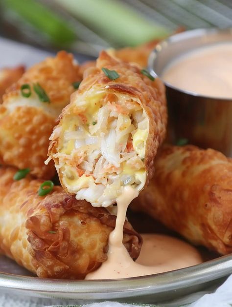 Crab Cake Egg Rolls Real Crabmeat Recipes, Seafood Egg Rolls Recipe, Crab Meat Egg Roll Recipes, Shrimp And Crab Egg Rolls, Crab Cake Egg Rolls Recipes, Crab Cake Egg Rolls, Crabcake Eggrolls, Crab Egg Rolls Recipes, Shrimp Egg Roll Recipes