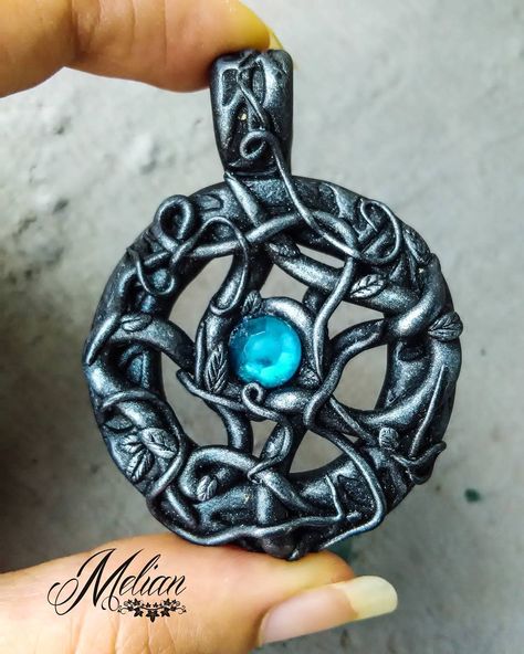 Magic Prompts, Fantasy Amulet, Fantasy Woodland, Gothic Jewelry Diy, Fantasy Pendant, Witch Pendant, Gothic Pendant, Woodland Jewelry, Metal Clay Jewelry