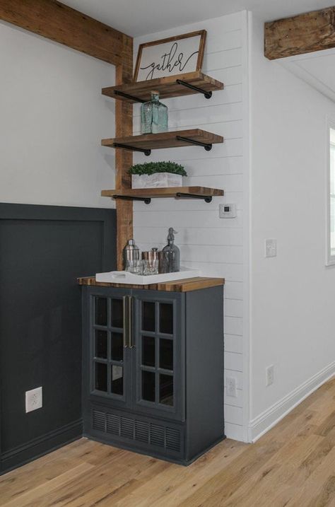 Butcher Block Shelves, Black Pipe Shelf, Laundry Bathroom Combo, Custom Butcher Block, Brass Shelf Brackets, Pipe Shelf Brackets, Brass Shelf, Kitchen Wall Storage, Brass Shelves